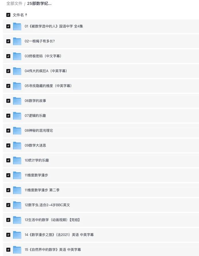 25部数学纪录片合集(40GB)-盼享生活 https://pan521.com